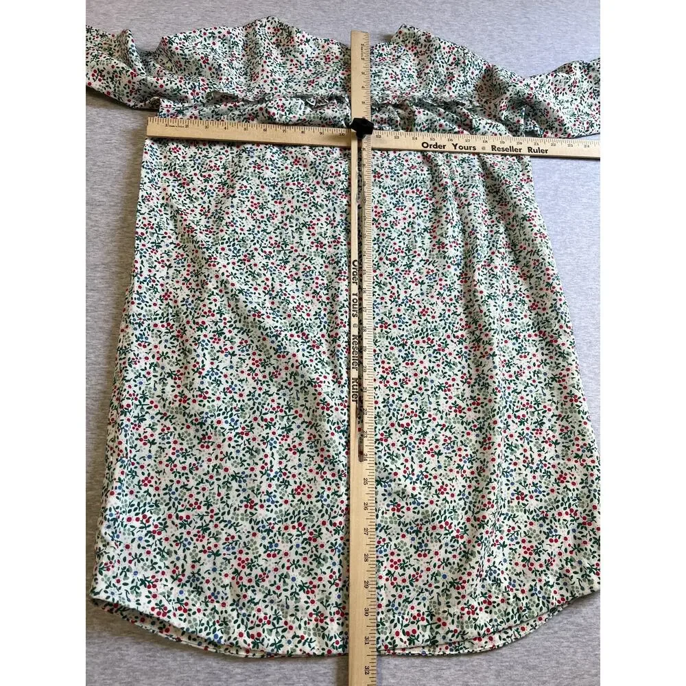 Crewcuts Sleepwear Nightgown Girls XL 12-14 White Floral Button Front Ruffle‎ PJ